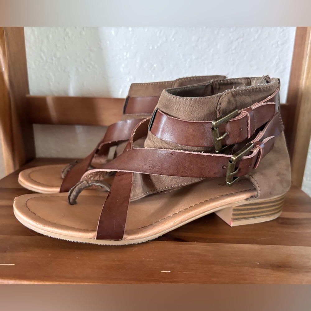 Maurices Brown Gladiator Sandals with Adjustable Buckles